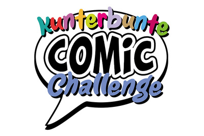 Logo der Comic Challenge - eine große Sprechblase mit Text
