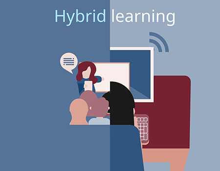 Illustration zum Thema Hybrides Lernen