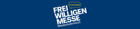 blauer Hintergrund, mit dem Text: Freiwilligenmesse Niederösterreich, Ich bin dabei